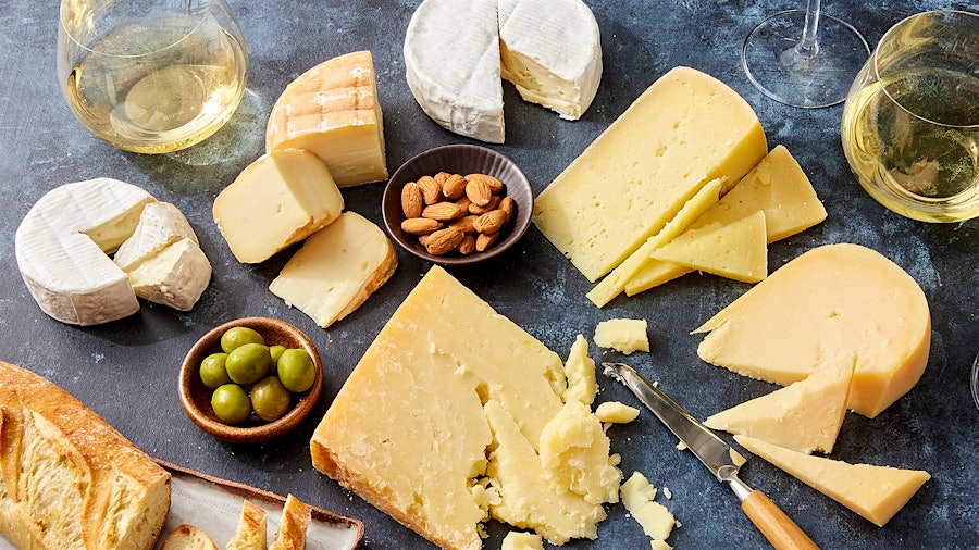 Clockwise from top: Marin French Camembert, Nicaso Square, Central Coast Creamery's Ewenique, Laura Chenel Creamy Goat Brie, Fiscalini Old World Aged Cheddar and Murray's Cornelia