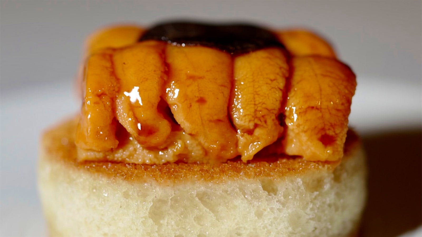 César Ramirez's signature Hokkaido uni with truffle on a brioche at César